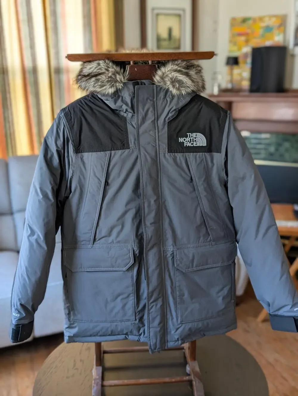 The North Face McMurdo Down Parka 600-Fill Faux Fur Hood Grey Black Men's Size M